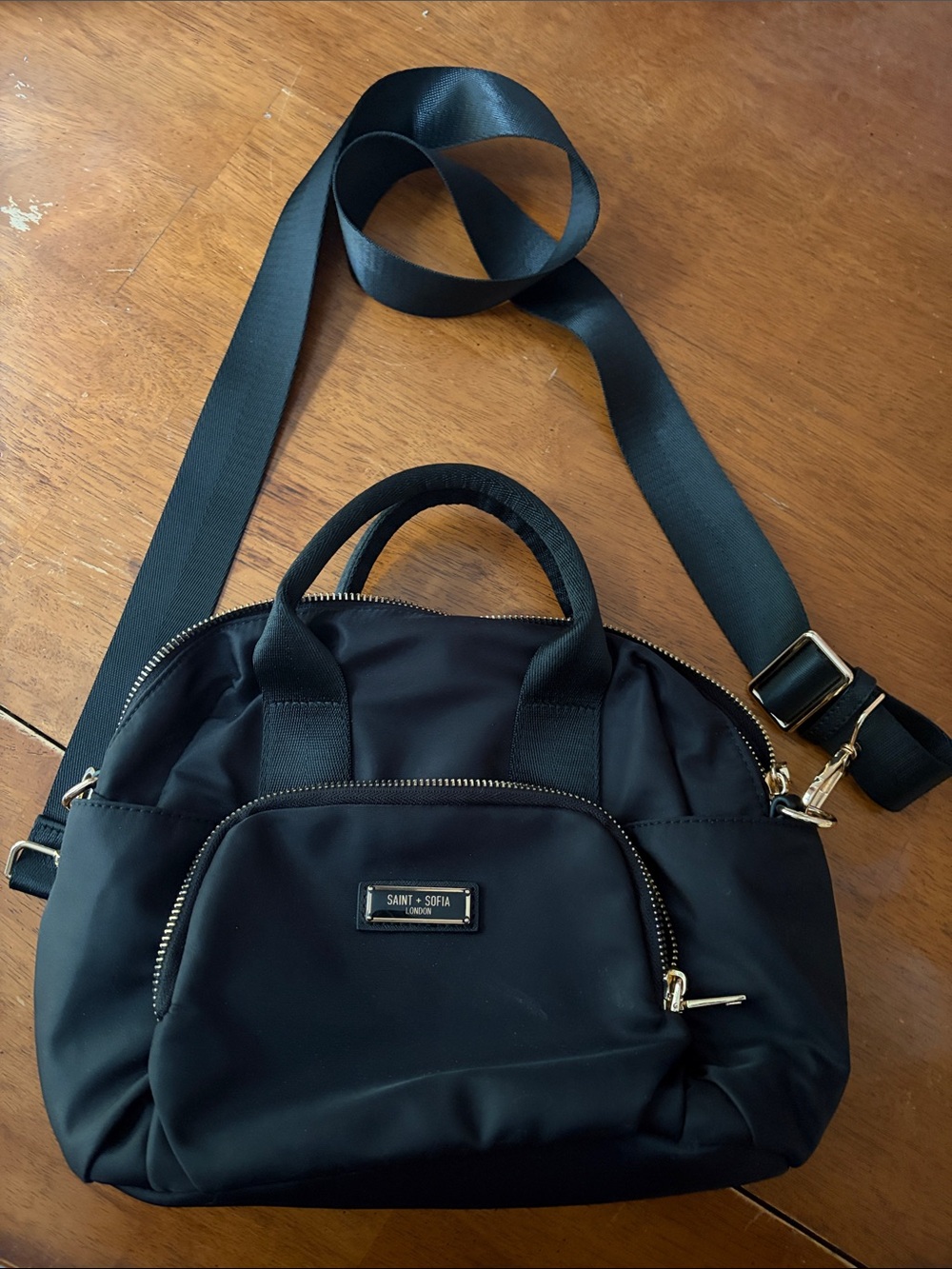 Saint + Sofia Black Nylon Crossbody Satchel